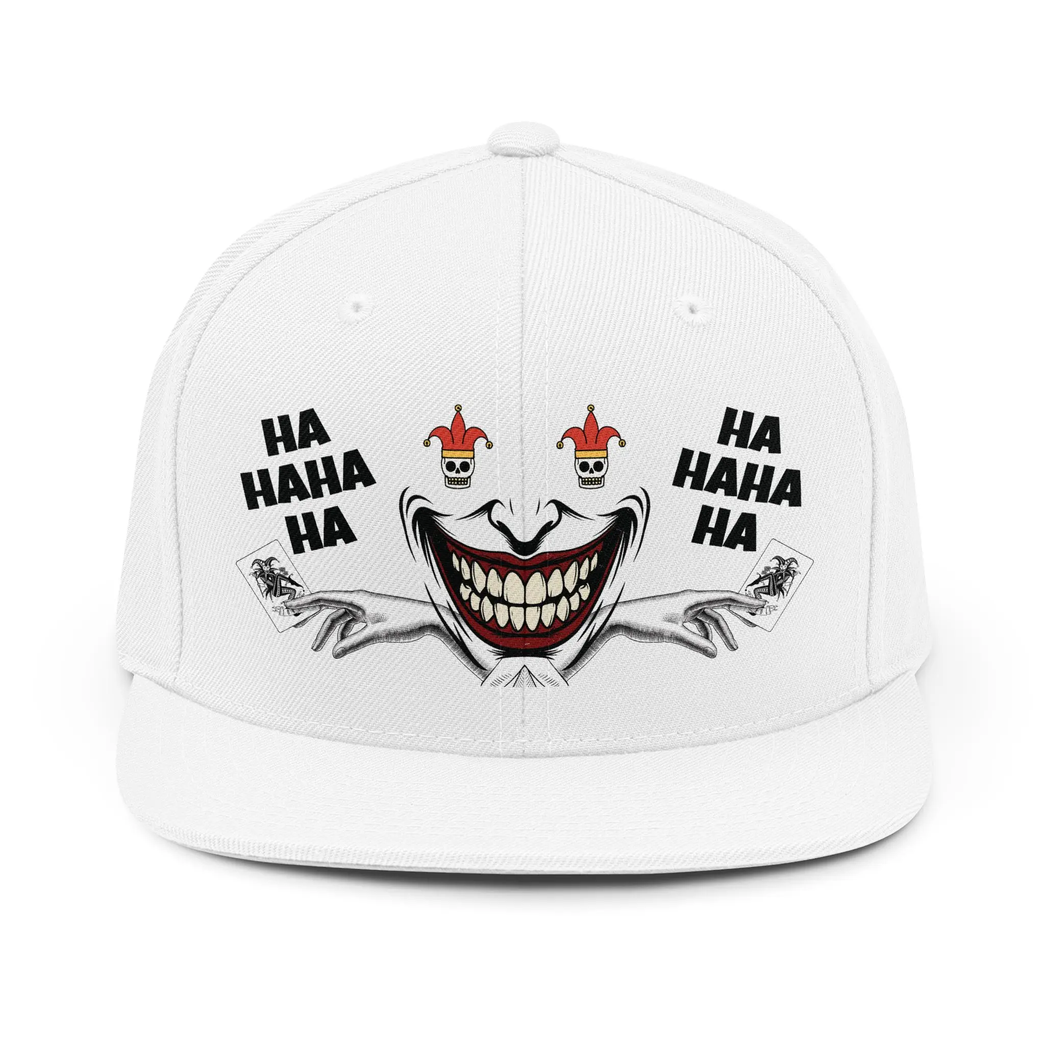 Laughing Joker Face Snapback Hat | Grinning Clown Skull Design
