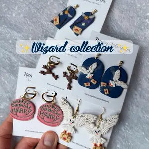 Wizard collection polymer clay earrings hypoallergenic stainless steel lightweight