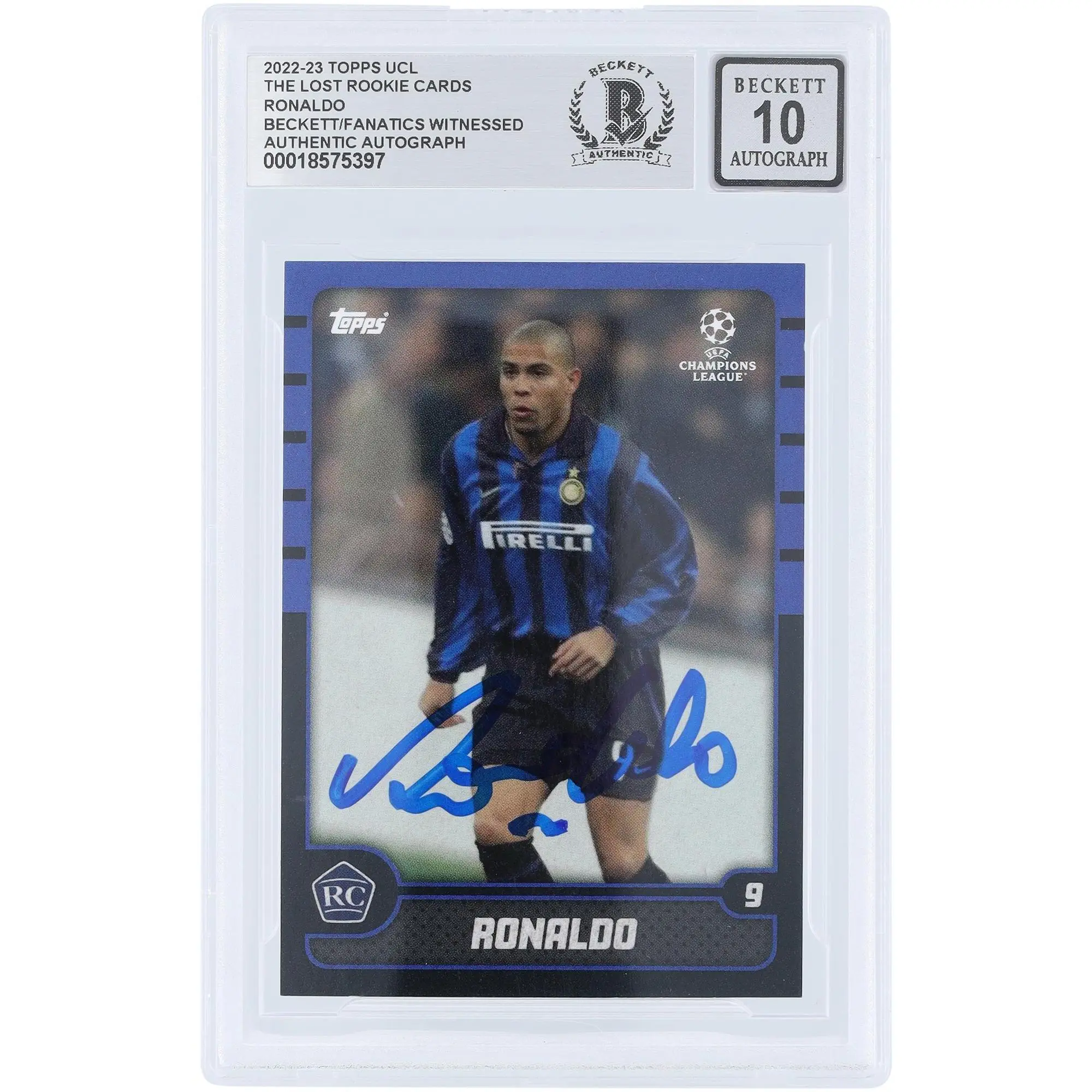 Ronaldo FC Internazionale Autographed 2022-23 Topps The Lost Rookie Cards #R9 Beckett Fanatics Witnessed Authenticated Auto 10 Card - Fanatics Authentic Certified