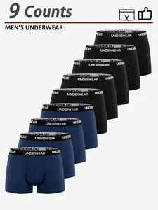 9-Pack Men's Briefs, Elastic Waistband, Stretchy, Soft Comfort, Breathable Quick-Dry, Casual Everyday Wear, Perfect for All-Day Use
