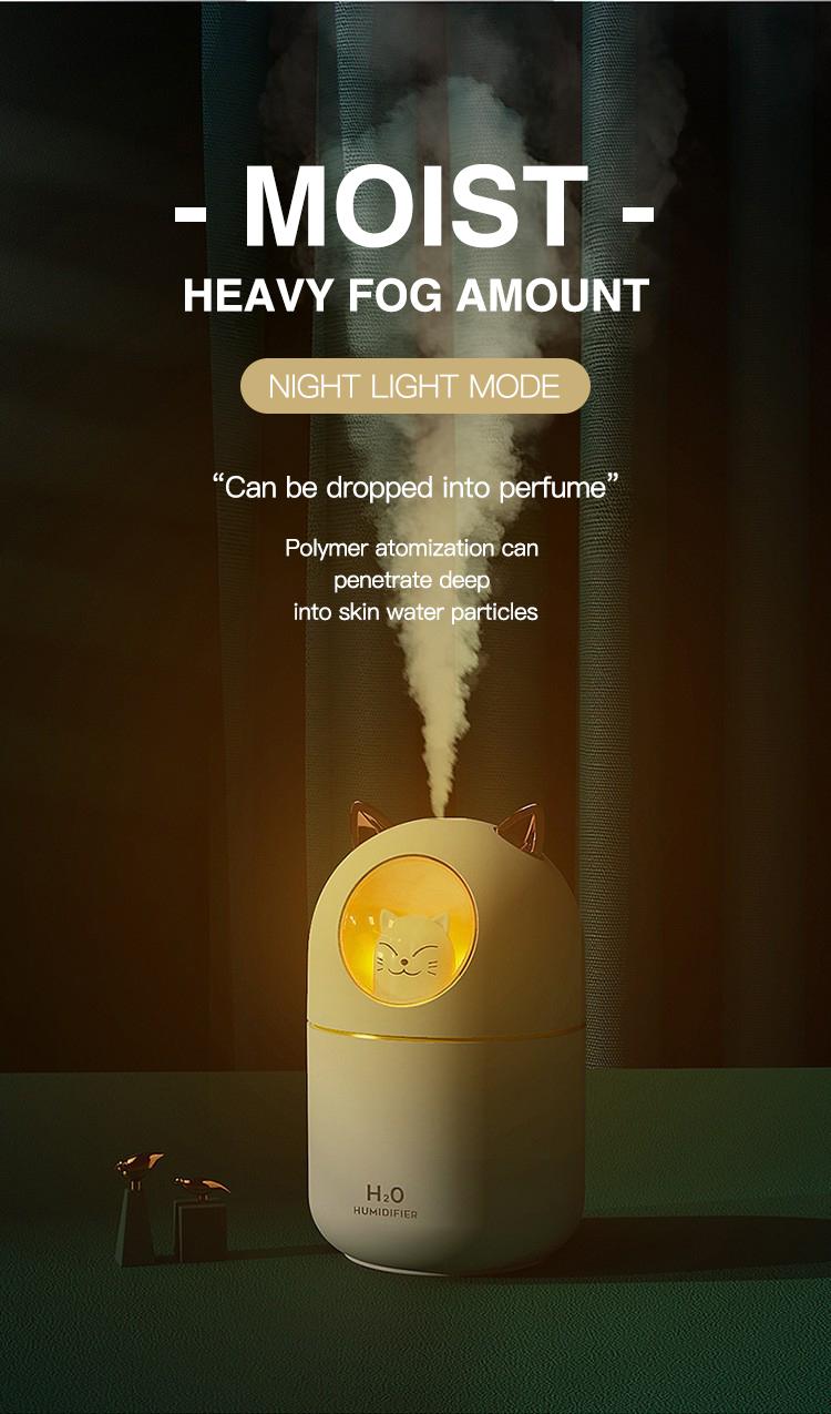 H2O Humidifier 102-XXD06 - Car Diffuser & Micro Humidifier with Upgraded Ambient Light for Dry Burning Prevention Ideal for Household Toilets & Desks
