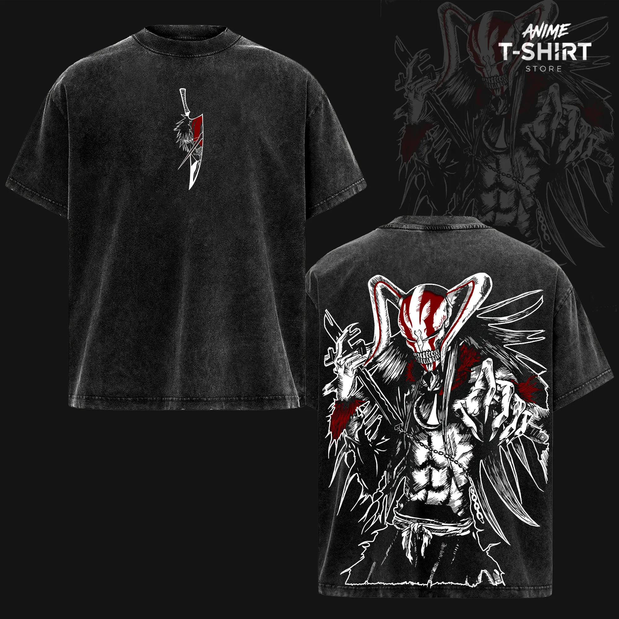 Ichigo Kurosaki Bleach Anime T-Shirt, Acid Wash Oversized Graphic, Heavyweight Cotton Streetwear, Unisex Relaxed Fit, Gift for Anime Lovers