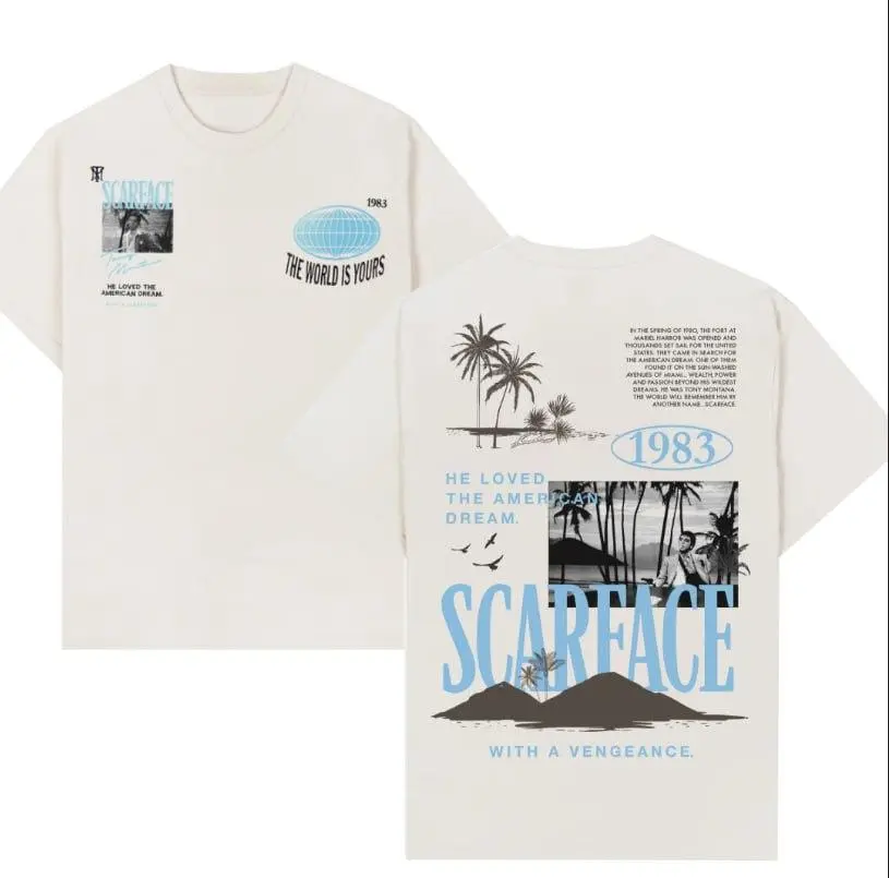 Scarface graphic tee, 1983 movie shirt, vintage film t-shirt, retro aesthetic tee, Tony Montana inspired shirt, streetwear movie graphic, oversized vintage tee.
