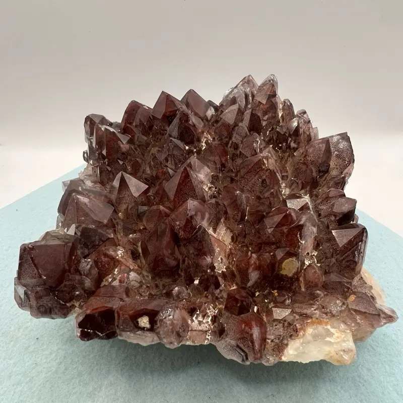 4 lb 8 oz Red Phantom Quartz Cluster – Congo Mineral Specimen – 20” Circumference, 3.5” Tall
