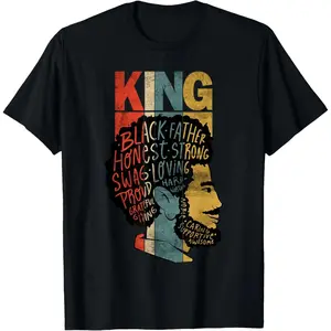 Men's Gift Black King African American Father's Day Melanin Afro Dad T Shirt