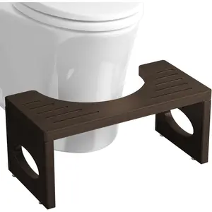 7 Inch  Toilet Stool, Foldable Poop Stool, Bathroom Step Stool Squat (Brown)