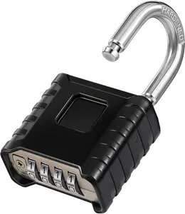 Heavy Duty Combination Lock Outdoor, 4 Digit Large Weatherproof Padlock - High  & Design of  Password Suitable for Garden Gate, Fence, Storage Shed, Garage (Black)