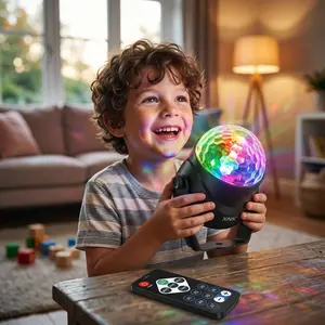 XNK RGB LED Lights, Ball Shape Rotating DJ Disco Ball Lamp with Remote & Sound Control, USB-Powered Dynamic Strobe Effect, Rotates Colors for Indoor Bedroom Parties & Club Laser Shows