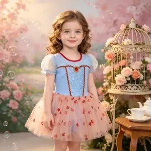 Girls' Classic Elastane Crew Neck Puff Sleeve Sparkle Hearts Princess Tutu Leotard - All Seasons Outfit for Ballet Class, Costume Play (2-3T, 10-11Y, 10-12Y)