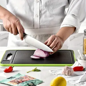 1Pc Large 4-in-1 Rapid Defrosting Tray with Cutting Board & Knife Sharpener - No Chemicals, Fast Thaws Frozen Meat & Food, No Electricity Needed, Durable Plastic Multi-Functional Defroster