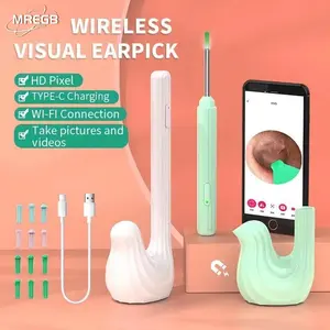 MREGB Earwax Removal Tool Kit with Camera, Portable 360° Wide-Angle Ear Cleaner, Type-C Charging, Waterproof Design, Easily and Safely Clean Your Ears, Compatible with iPhone and Android Phones, Father's Day Gift