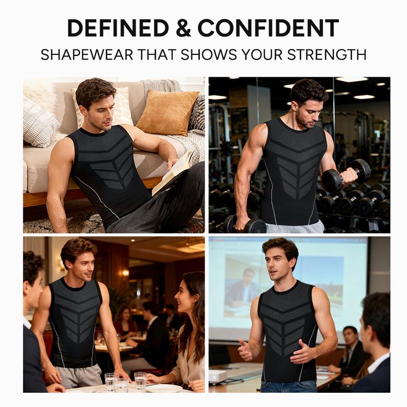 Nebility Mens Seamless Compression Tank Top, Quick-Dry Breathable High-Stretch Athletic Shapewear with Targeted Support for Training & Workouts, Menswear