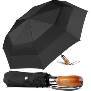 Large compact golf umbrella oversized auto open close folding golf umbrella travel 210t dupont teflon coated vented windproof double canopy for women men