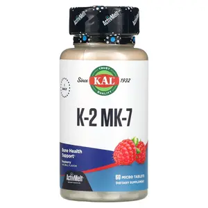 KAL K-2 MK-7, Raspberry, 60 Micro Tablets (100 mcg per Tablet)