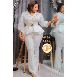 Luxury White Peplum Top and Pants | Classy Women’s Outfit