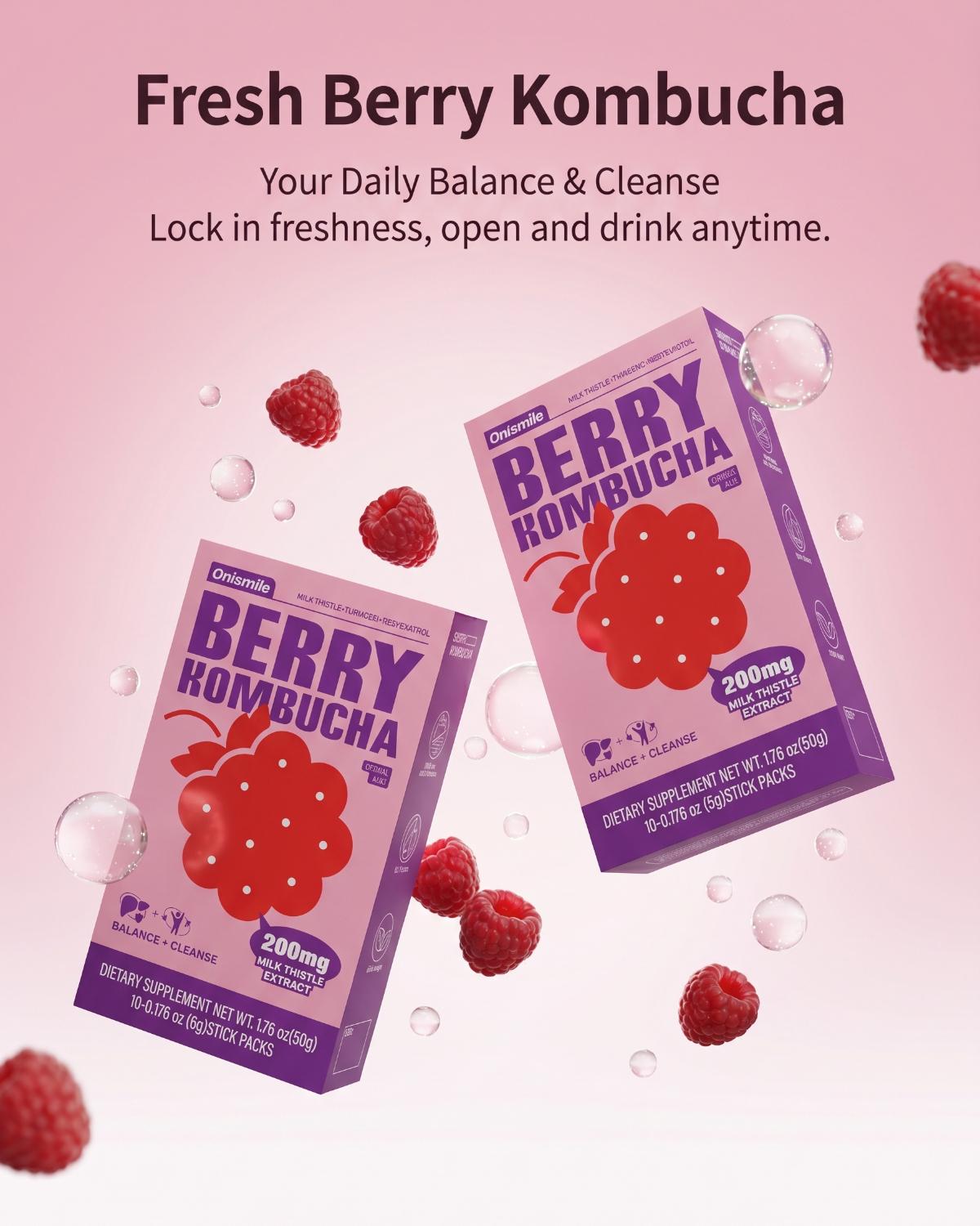 【Onismile Live】 Composite Berry Flavor Kombucha Contains Three Layers of Natural Liver-Protecting Ingredients. Essential for Drinking Alcohol, Staying Up Late and Social Events. Helps Reduce th PDCe Burden on the Liver.