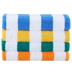 VEVOR Beach Towel,  4 Pack Oversized Beach Towels, 30 x 60 in Cabana Striped Large Pool Towel, 100% Cotton Soft and Quickly Dry Thick Swimming Towels, for Vacation, Swimming, Beaches, and Bathroom