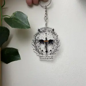 Onyx Storm Acrylic Keychain, Dancing Through The Lightning Strike Keychain, Fourth Wingg, Basgiath War Collegee, Sleepless In The Onyx Night Keychain