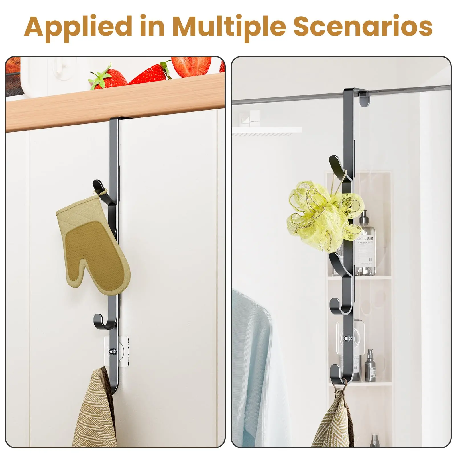 Door Back Hooks No-Drill Wall Hanging Clothes Hanger Strong