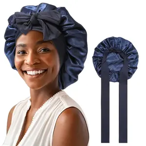 1pc Silk Bonnet for Sleeping Women Satin Bonnet Double Layer Satin Lined Hair Bonnet with Tie Band Curly Hair, Hair Wraps, Heatless Curling Set