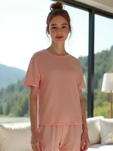 Women's T-Shirt, Slim Fit, Breathable Soft Comfort, Quick Dry, Non-Stuffy, Casual Short Sleeve, Plain Pattern, Kj-G14b-S