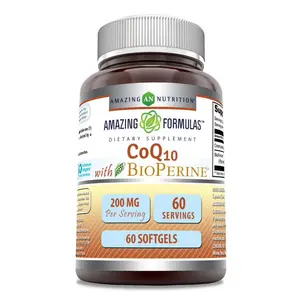 Amazing Formulas CoQ10 with BioPerine Supplement | 200 Mg | 60 Softgels | Non-GMO | Gluten-Free | Made in USA