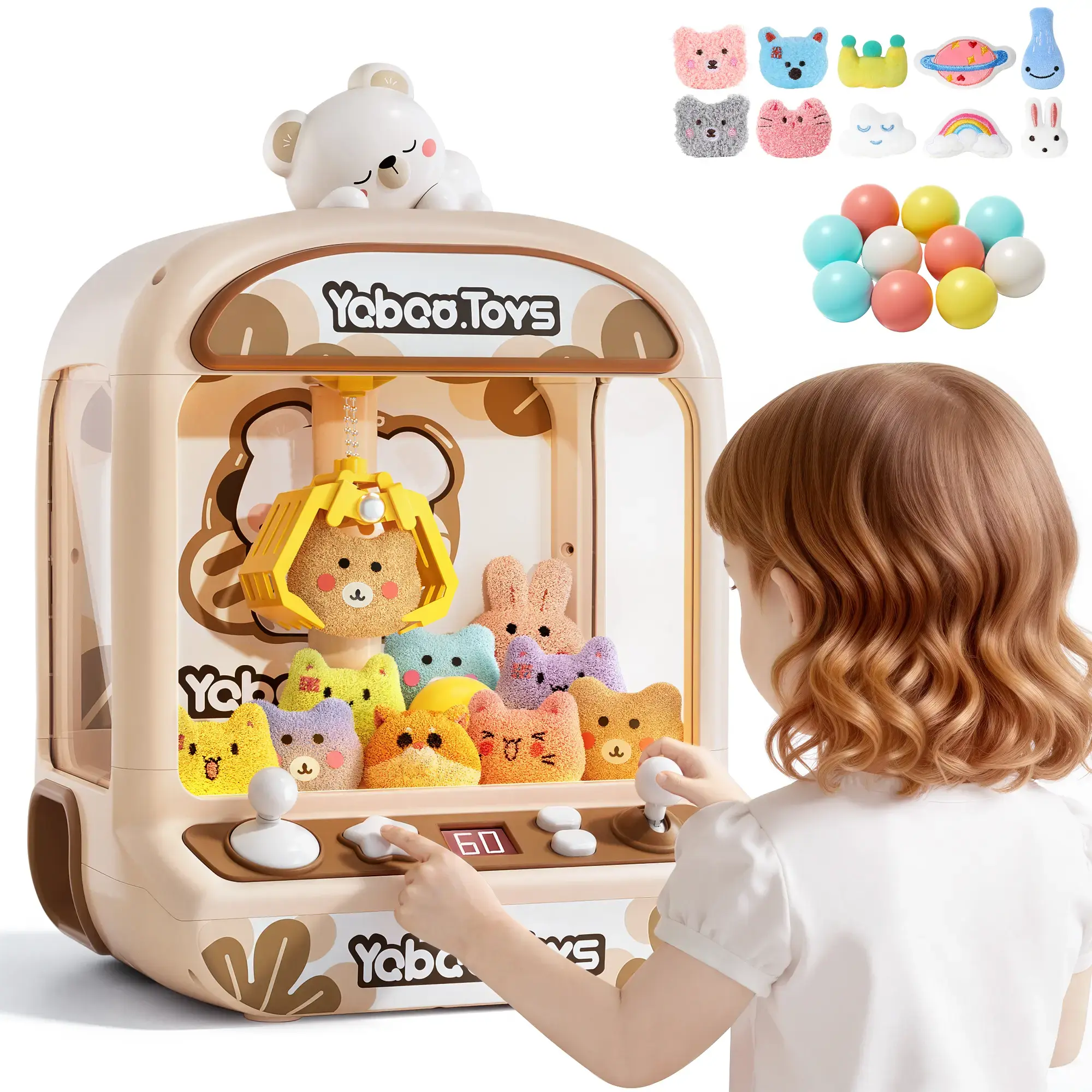 Electronic Claw Machine for 6-8 Years Old Kids, Pretend Play Mini Prize Dispenser with Music Sound, Classic Novelty Stress Relief Toy for Party Birthdays, Includes 20 Mini Toys