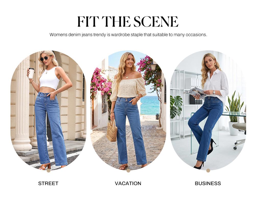 Sidefeel Women's Jeans High Waisted Straight Leg Stretchy Jeans Trendy Welt Pockets Loose Wide Leg Zimbaplatinum Denim Pants Sidefeel Women's Jeans High Waisted Straight Leg Stretchy Jeans Trendy Welt Pockets Loose Wide Leg Zimbaplatinum Denim Pants