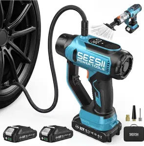 SEESII Portable Car Tire Inflator, 3-in-1 Portable Air Compressor Tire Inflator with Vacuum & LED Light, 150PSI Digital Gauge for Car/SUV/Motorcycle/E-Bike, Light Blue, T7 Max DealsForYouDays