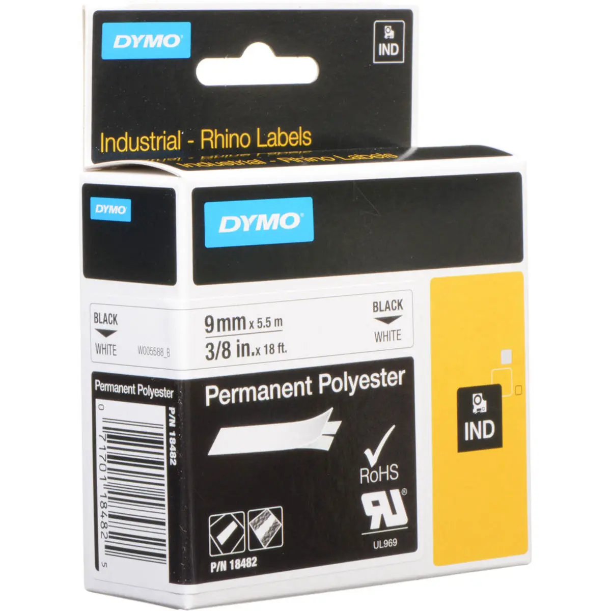 Dymo 18482 3/8" RhinoPRO Permanent Polyester Labels