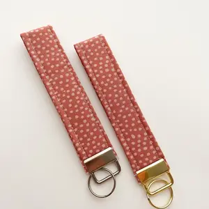 Pink Polka Dot Keychain Wristlet, Key fob, Car Key Accessories