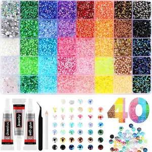 40 Colors Resin Jelly Rhinestones for Bedazzling, 3mm 32000 Pcs Flatback Gems for Crafting, Bedazzling Kit with 3Pcs  Glue for Clothing Shoes Nail Book Diamond Art