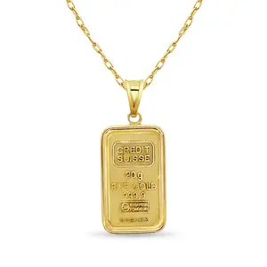 20 Gram Credit Suisse Gold Bar with Polished Bezel 14k Yellow Gold