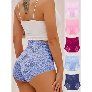 5pcs Floral Lace Scallop Trim Panty Lingerie