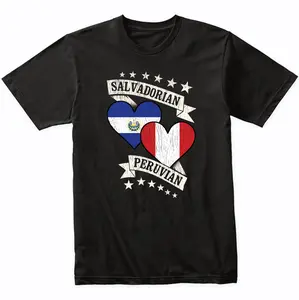 Salvadorian Peruvian Heart Flags El Salvador Peru T-Shirt
