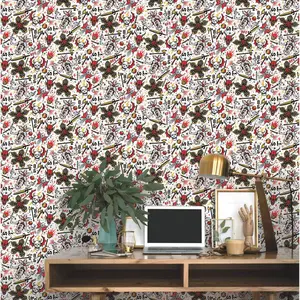 Stranger Things Hellfire Club Peel and Stick Kids' Wallpaper - RoomMates: Multicolor Wall Decal for Kids, Self-Adhesive
