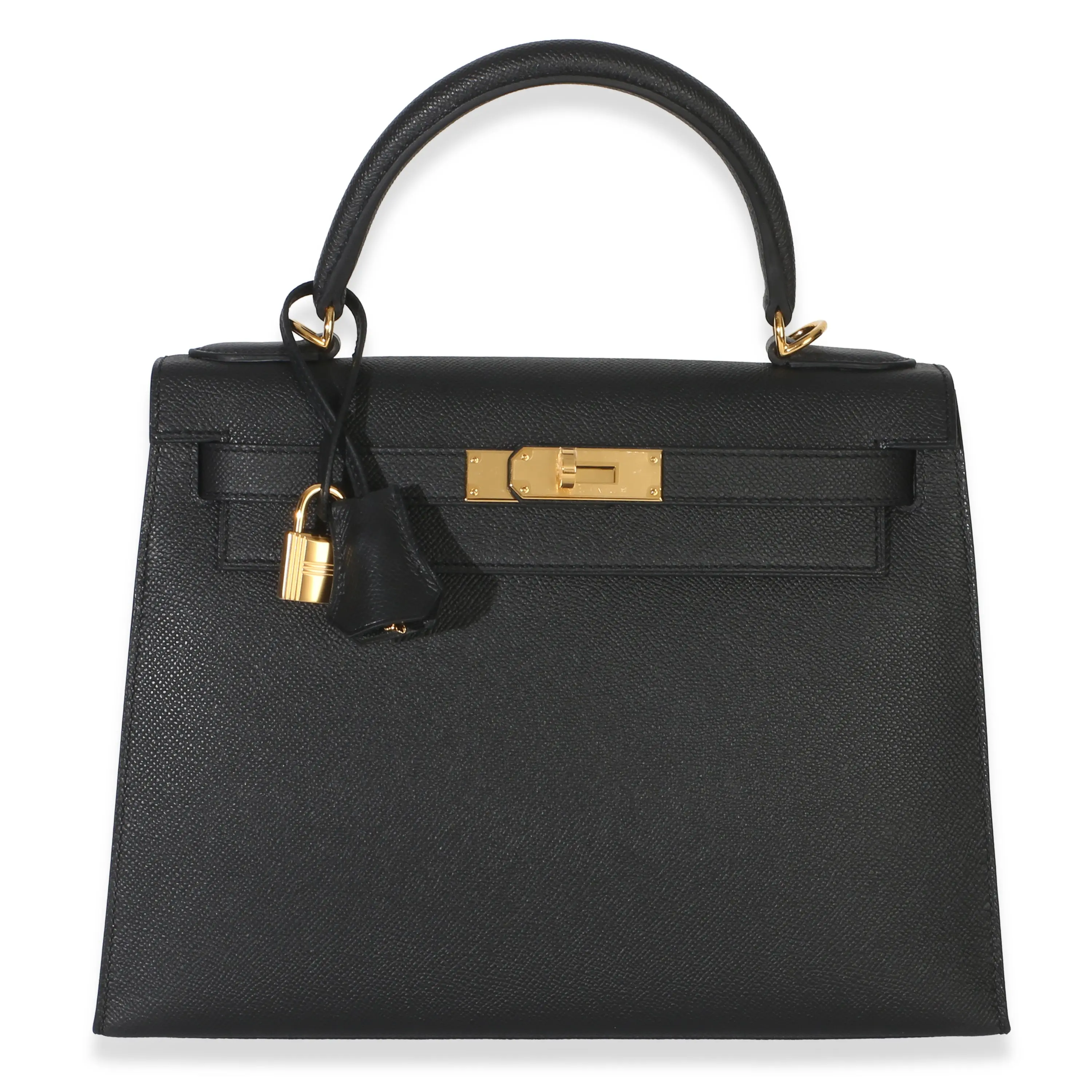 Pre-owned Leather Shoulder bags Black Epsom Sellier Kelly 28 GHW