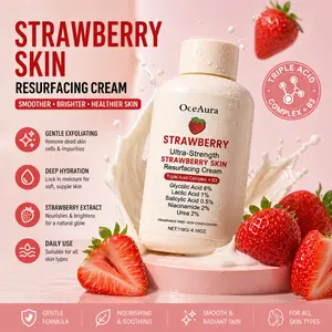 Strawberry Skin Resurfacing Cream, Daily Moisturizing Body Cream, Gentle Exfoliating Skin Care Cream, Smooth & Hydrating Formula 118g