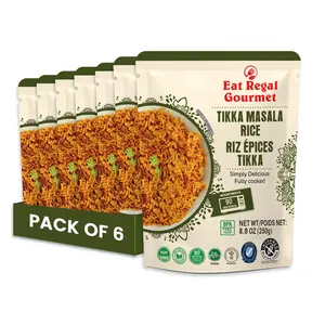 Eat Regal Gourmet Tikka Masala Rice 8.8 oz Pack of 6 - Microwave-Safe Instant Rice with Restaurant-Quality Tikka Masala Spices