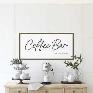 Coffee Bar Sign, Kitchen Wall Decor, Coffee Bar Love Is Brewing Sign, Poster No Frame, Accessories For Coffee Bar