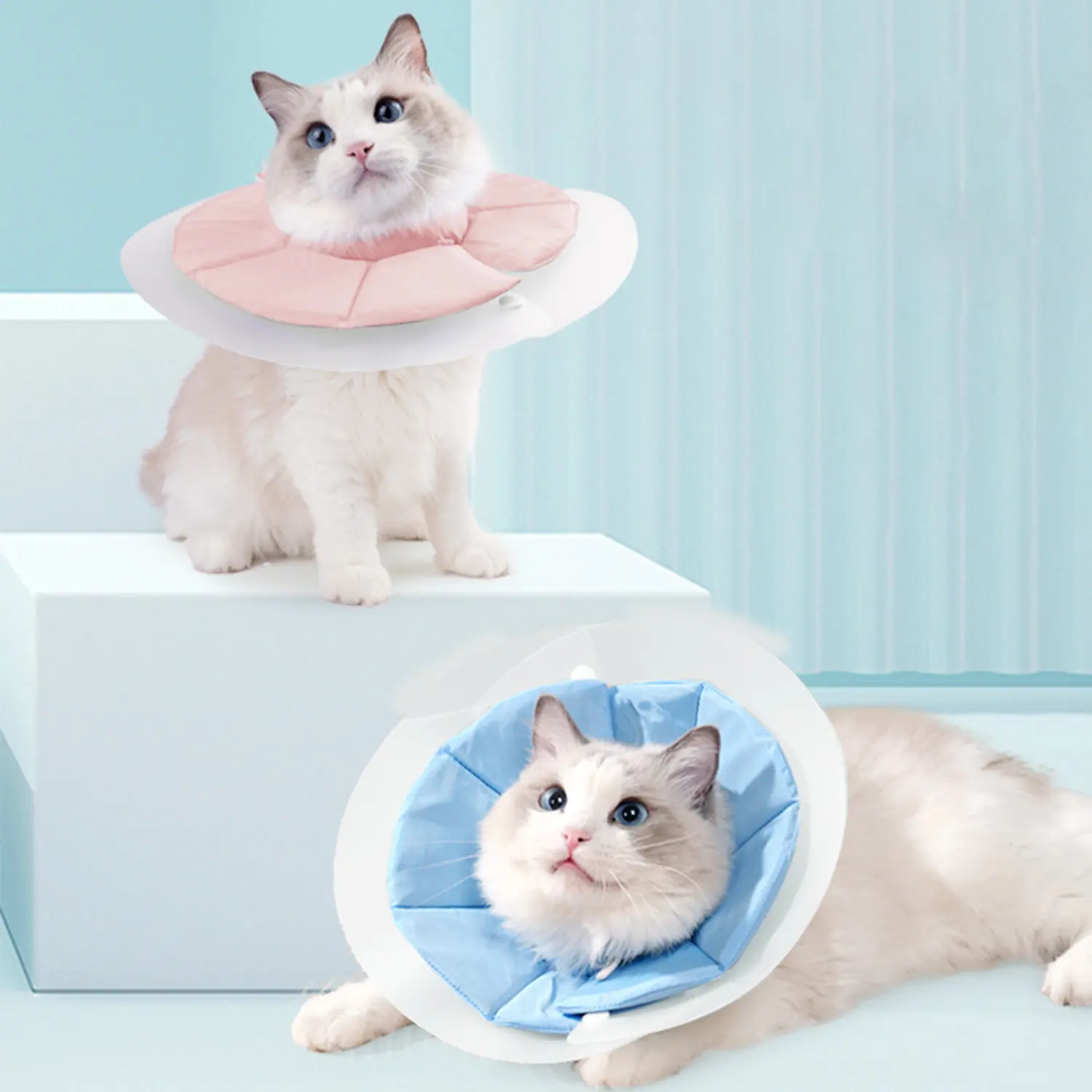 Adjustable Dual-Layer Deformable Elizabeth Collar for Cats - Post-Surgery Anti-Licking, Enhanced Protection, Minimizes Discomfort, Unobstructed View