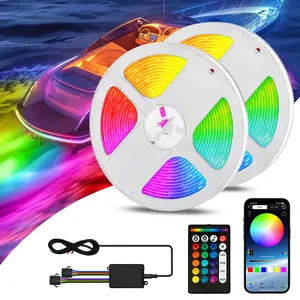 4WDKING LED Boat Strip Light 32.8 FT Marine RGB LED Multi-Color Interior Deck Cockpit Courtesy Light Waterproof Boat Lighting Kit for Yacht, Kayak, Sailboat, Fishing, Pontoon