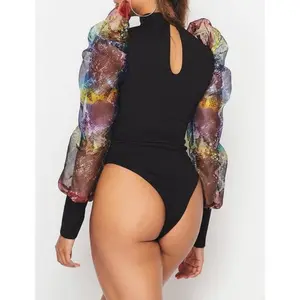 Marie Snake Print Puff Sleeve Bodysuit