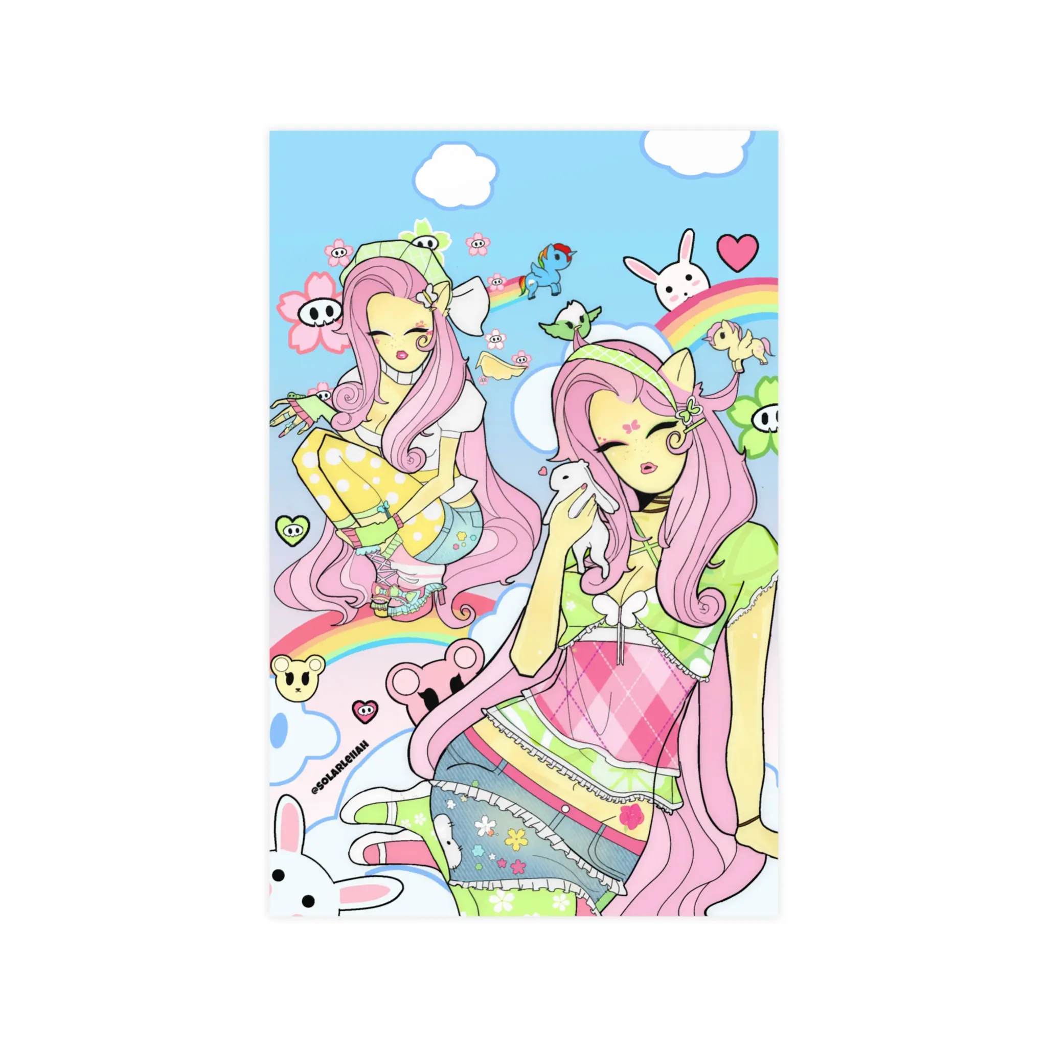 Kawaii Pastel Yellow Pony Girl Illustration Poster | Matte Poster