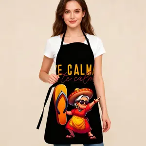 1 piece; suitable for cooking, baking, home cleaning, gardening - Household workwear, apron with fun cartoon character prints, casual cross design kitchen a, with humorous phrases, 100% polyester fiber woven