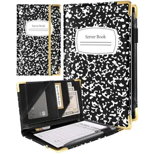 Server Book for Waitress Cute Serving Books with Zipper Pocket Accessories Leather Server Check Book Restaurant Waiter Server Booklet Ticket Book Holder Leopard Black