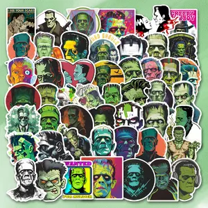 50Pcs Frankenstein Stickers Pack, Waterproof Horror Movie & Classic Monster Vinyl Decals for Laptop, Water Bottle, Journal & Scrapbook, Horror Fan Gift, Creative Craft Kit