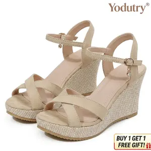 Women’S Platform Wedge Roman Sandals| Open Toe Buckle Strap Summer Heeled Sandals| Fashion Shoes