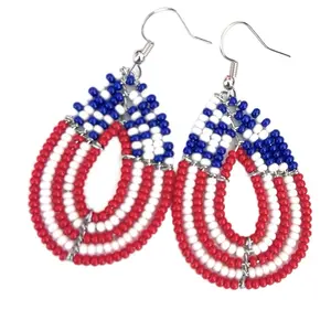 Alili board accessories American Flag Earrings Patriotic Beaded earrings