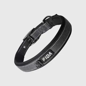 Fida Heavy Duty Dog Collar, Ultra Comfortable Soft Neoprene Padded, Adjustable Reflective Nylon Pet Collar with Durable Metal Belt Buckle